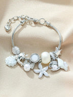 Women's Adjustable Everyday Bracelet With Gold Rhinestone Bow, Heart & Lollipop Beaded Decor