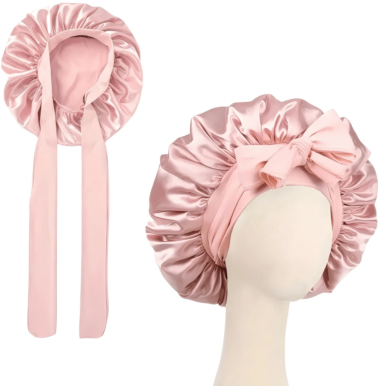 Luxury Satin Sleep Cap With Adjustable Bow Tie - Lightweight Hair Care Cap For Curly/Braided/Natural Hair, Available In Multiple Colors, Essential For Nighttime Hair Care, Soft And Close Fit For Hair, Premium Bathroom Accessories, Barber Salon Hair Pr